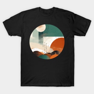 Abstract Emerald and Rust Whimsical Landscape Texture T-Shirt